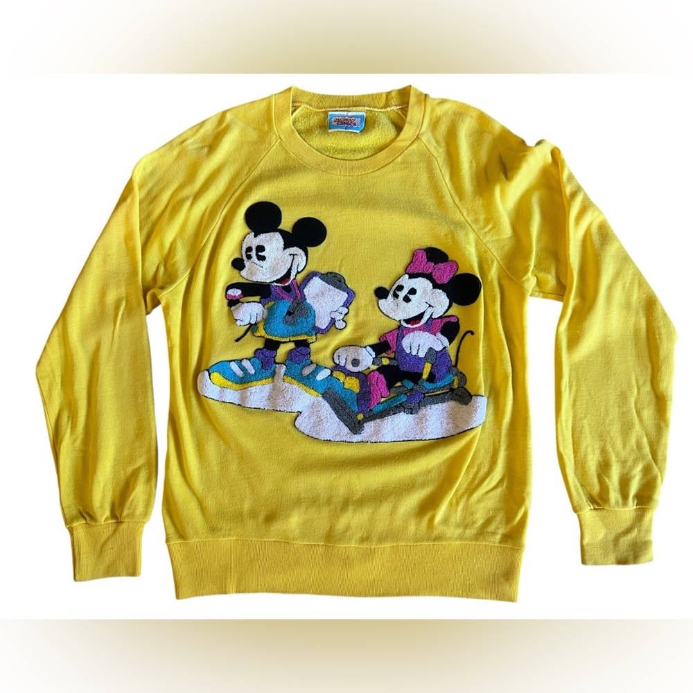 VTG SUNDAY COMICS Disney Exercise Mickey Minnie Crewneck Sweatshirt‎ 80s M/L